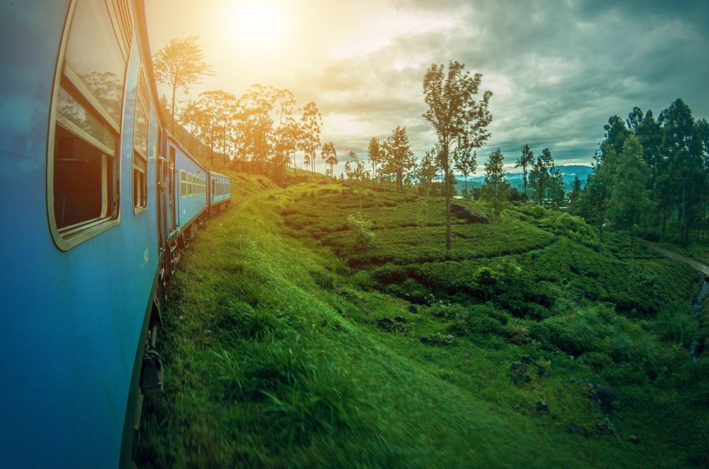 Sri Lanka trains in the sunset