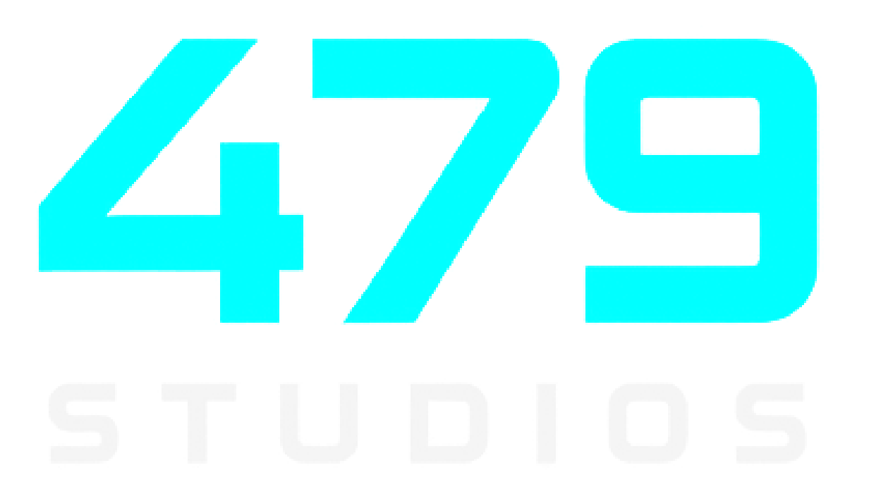 479 Studios logo - stylized neon lettering with futuristic theme